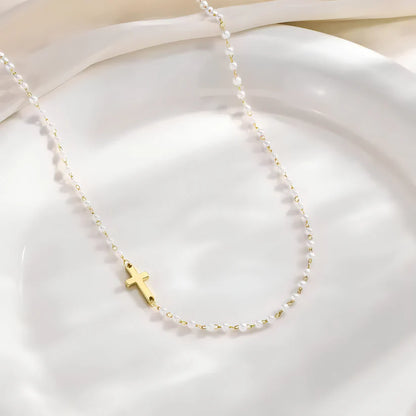 Cross & Pearls Necklace